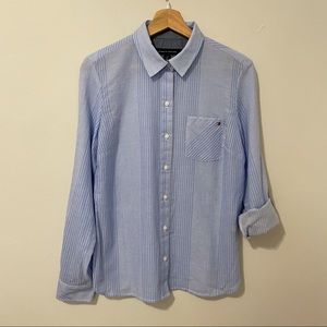 New Tommy Hilfiger Blue Stripe Button Down Shirt